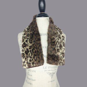 Vintage Tie Rack Faux Fur Collar Scarf Leopard